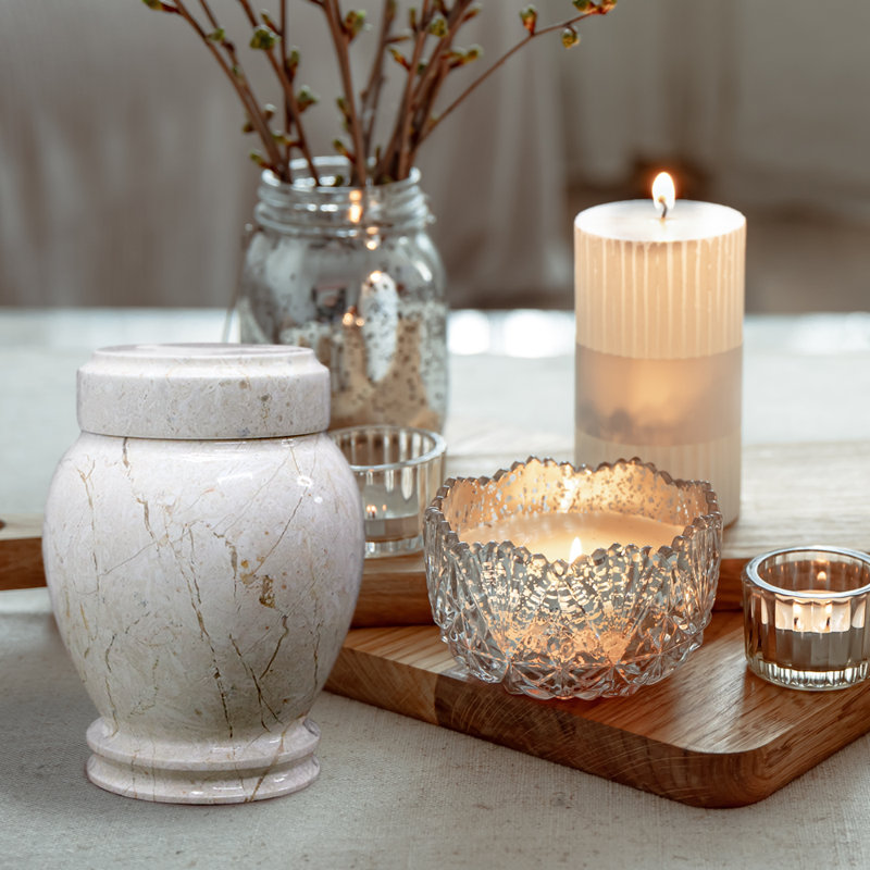 Marble Keepsake Cremation Urn For Ashes, Off-white