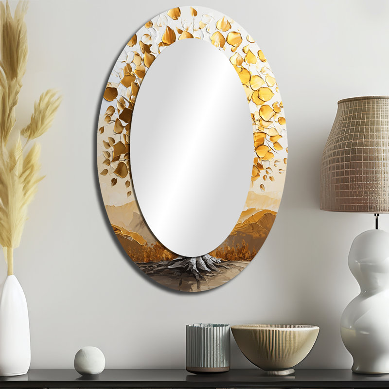 Miroir mural ovale doré et blanc, 36 po x 24 po