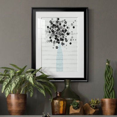 Bouquet Of Black & White - Matted and Framed Under Acrylic Glass, Large Living Room Wall Art
