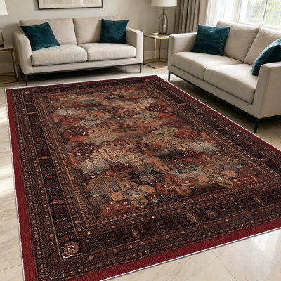 1PC Vintage Persian Geometric Floral Pattern area rugs for Living Room, Soft and Comfortable, Suitable for all seasons, easy-to-maintain, machine washable, suitable for dining room, bedroom, entryway, kitchen, Home Decor, Outdoor Decor.