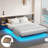 Floating Bed Frame With Bedside Tables, Charging Station And LED Lights Metal Platform, Black-120885731