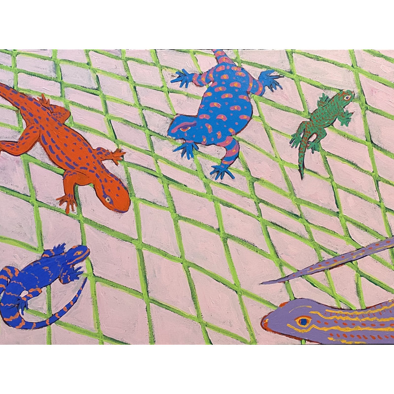 «Lizards on the Sidewalk» par Sue Graef, Toile tendue, H 24 po x l 32 po