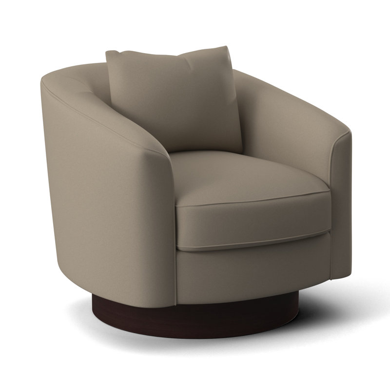 Camino 32'' Wide Genuine Leather Top Grain Leather Swivel Barrel Chair, Beige/Tan Leather 202-202, Mocha