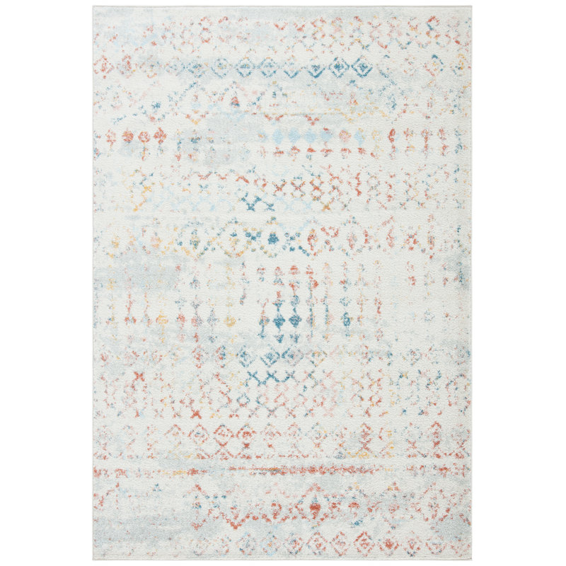 Tapis ivoire / rose Sachiko Southwestern, Rectangle 9 pi x 12 pi