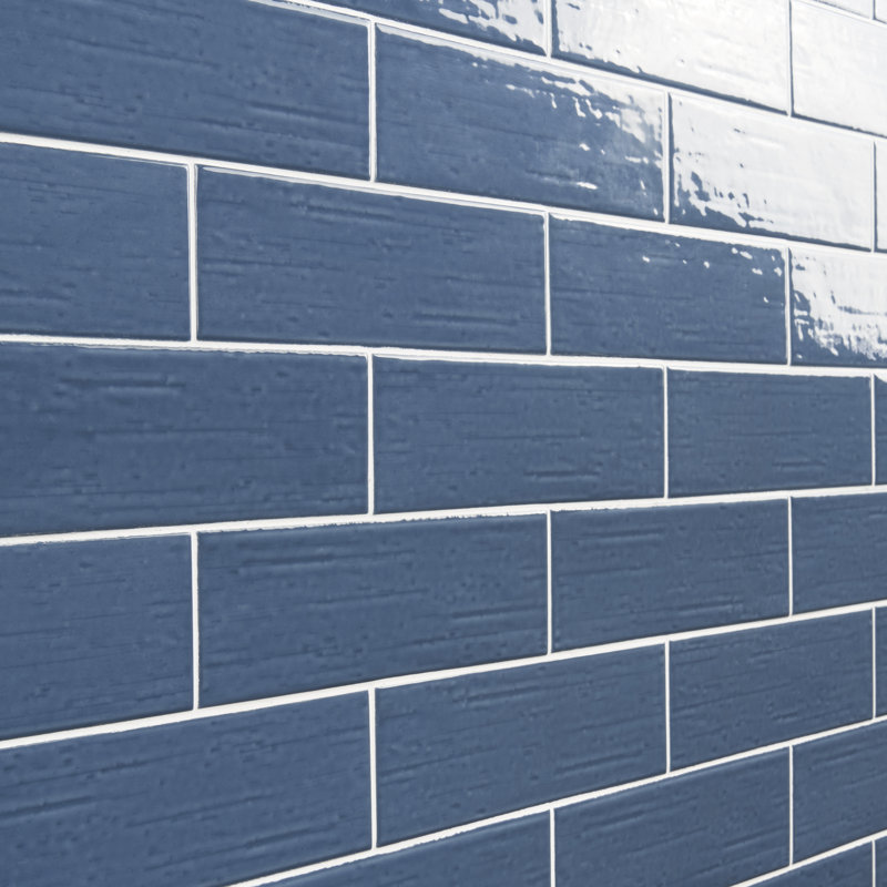 Crux 3" x 9" Porcelain Brick Look Wall & Floor Tile, Blue