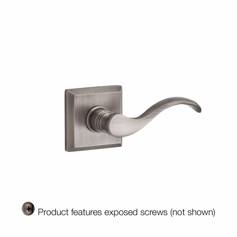 Curve Single Dummy Door Lever with Traditional Square Rose, Satin Nickel, Right