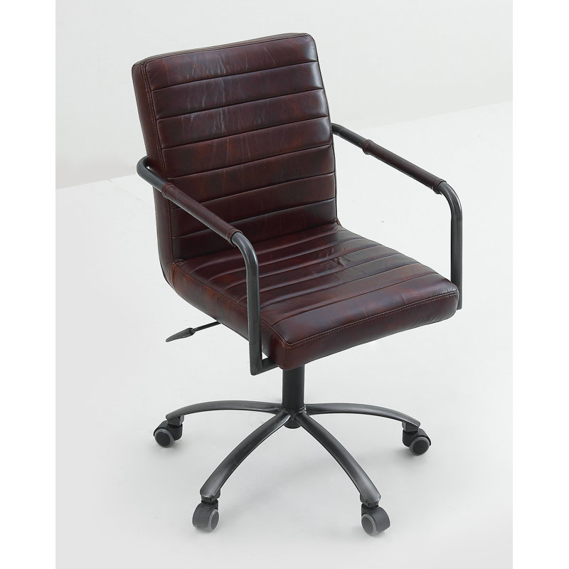 Chaise de conférence en cuir véritable Sanford, Brun marocain