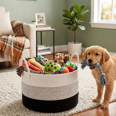 Large Blanket Basket,22 X 13-in (90l),rope Baskets For Storage, Cotton Rope Basket For Bedroom Livingroom Washingroom,woven Laundry Basket For Toys,jute