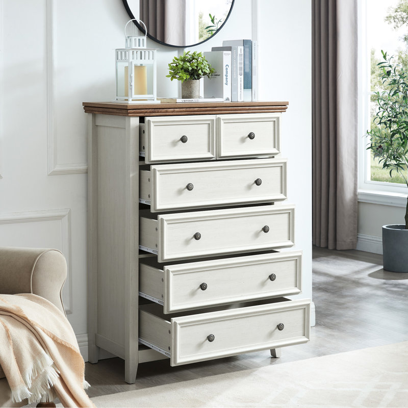 Commode 6 tiroirs beige