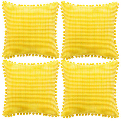 Pom-poms Cotton Blend Reversible Pillow Cover