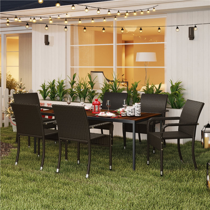 Stackable Outdoor Patio Dining Armchair, Brown