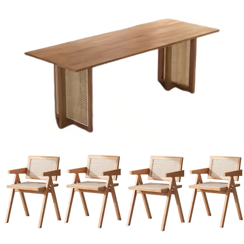 Rattan household dining table, 29.13"H x 62.99"L x 31.5"W