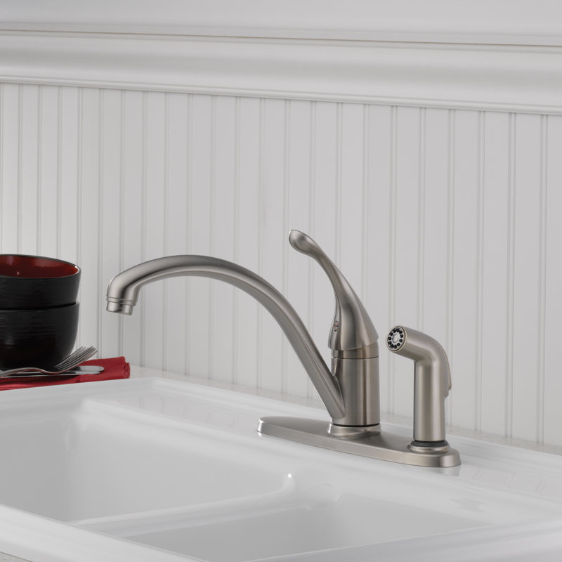 Collins Single Handle Kitchen Faucet with Side Spray and Diamond Seal Technology, Brilliance Stainless