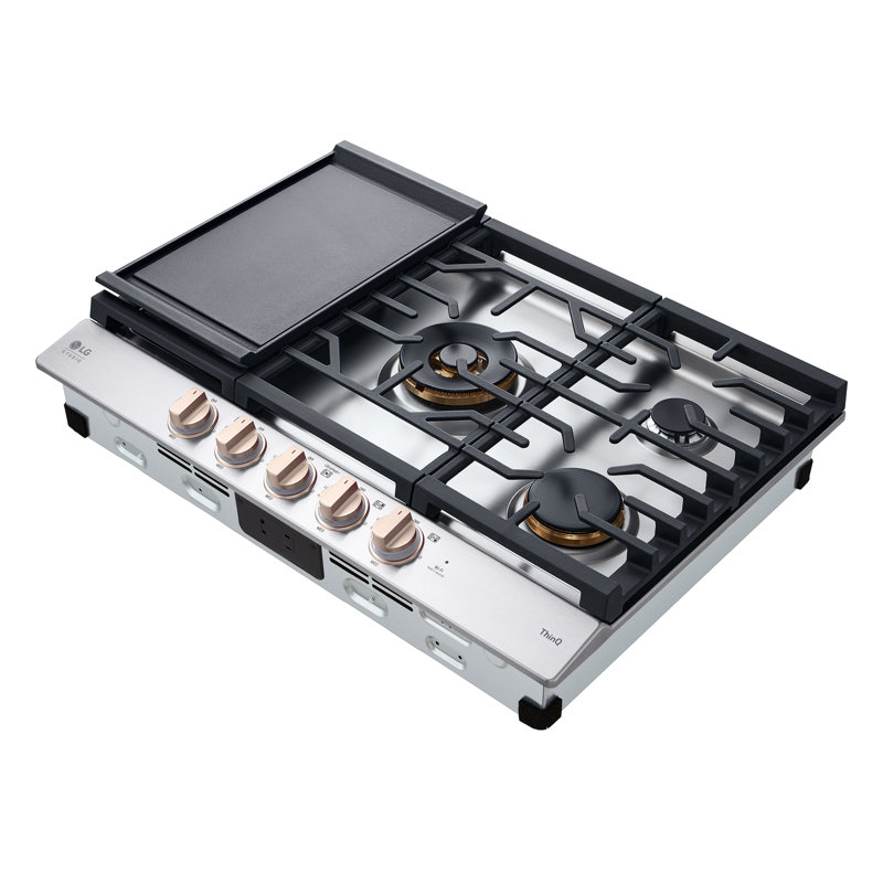 30" Natural Gas Cooktop with 5 Burners, Essence White
