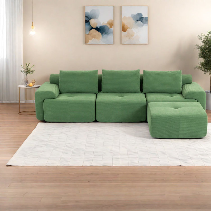 Modulaires sans assemblage avec mousse à mémoire de forme, structure en acier, vert moderne