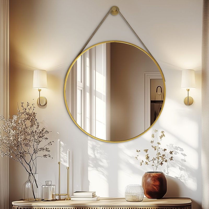 Wal Mirror Aluminium Round Mirror, 80cm x 80cm, Gold