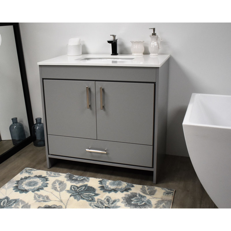 Ensemble de meuble-lavabo simple 36 po Annily, Gris