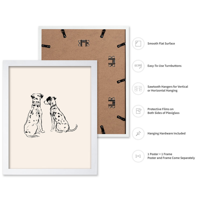 Deux Dalmatiens, Poster, 18"H x 24"W, White Framed