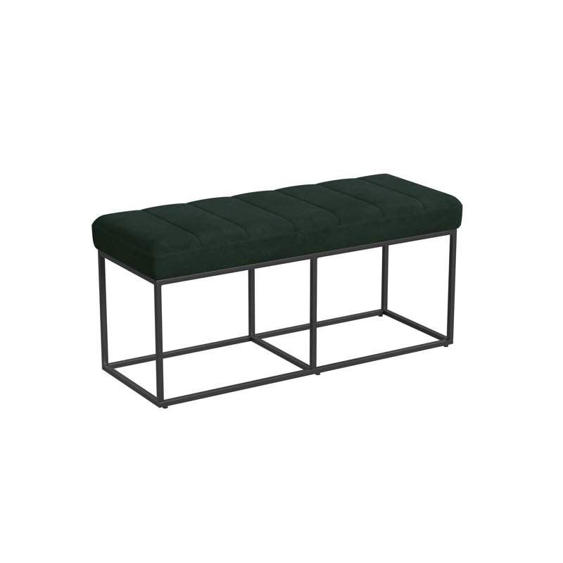 Xzavien Faux Leather Upholstered Bench, Dark Green