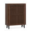 Armoire à chaussures moderne en bois foncé à 6 niveaux avec portes à persiennes pour un rangement élégant et efficace-1349243699
