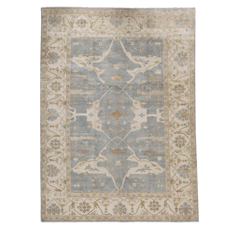 Tapis rectangulaire en laine noué à la main