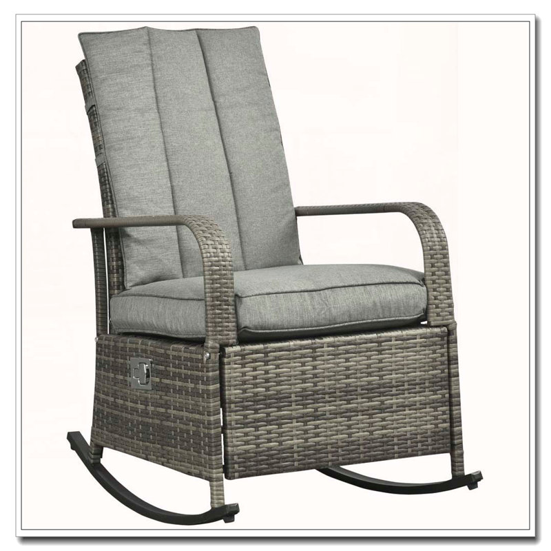 Chaise berçante inclinable en rotin avec repose-pieds réglable