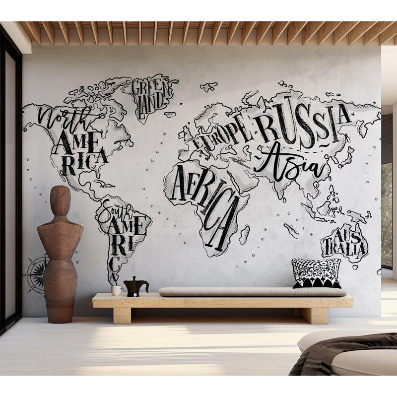 Murale carte du monde Croner Smooth, Blanc, L 41 po x l 57 po