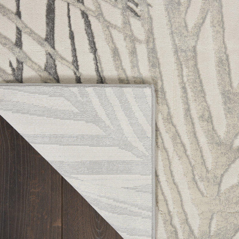 Bonna Abstract Ivory/Gray Area Rug, Rectangle 5'3" x 7'3"