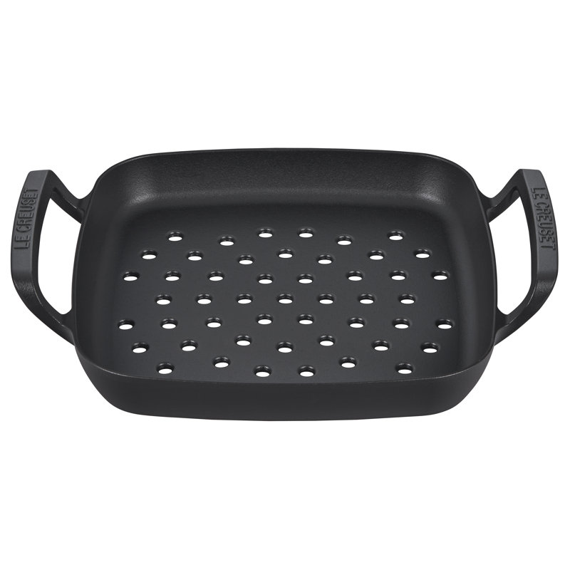 Le Creuset Alpine Outdoor Enameled Cast Iron Grill Basket, 12", Matte Black
