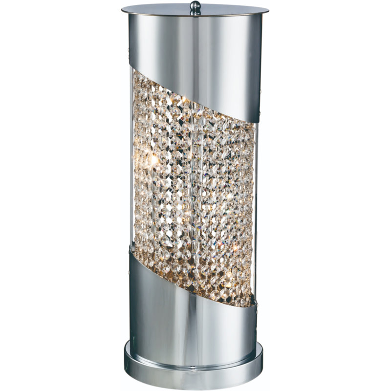 Lampe de table 4 lumières chrome avec cristaux transparents