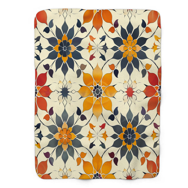 Rustic Tile Design - Couverture sherpa de qualité supérieure 1 pièce, Lit simple