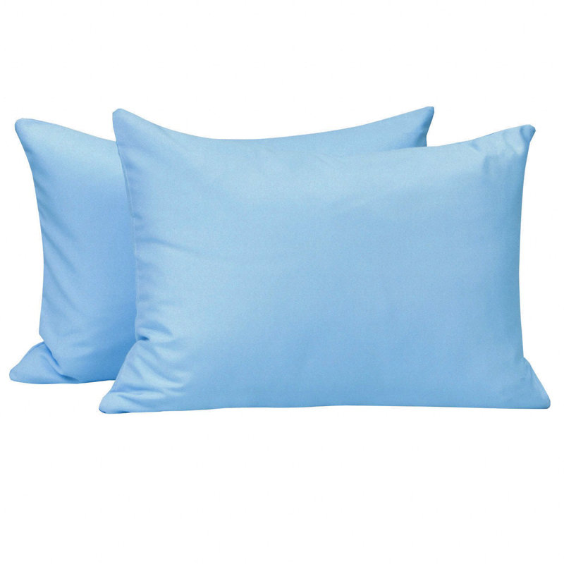 Two piece set of brushed ultra fine fiber zipper pillowcase, Sky Blue