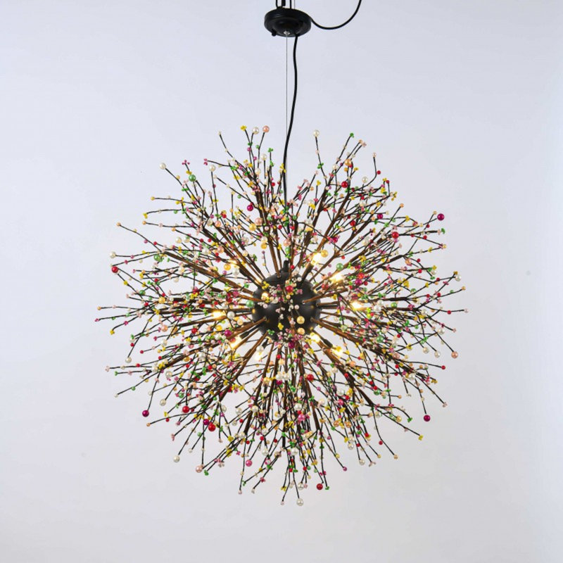 Lustre moderne pissenlit à DEL Baraka, Chrome, Mélange de couleurs, 36" Diameter x 36" Height