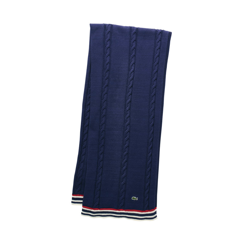 Jeté en tricot torsadé 100% coton 50 x 70 Lacost, Marine