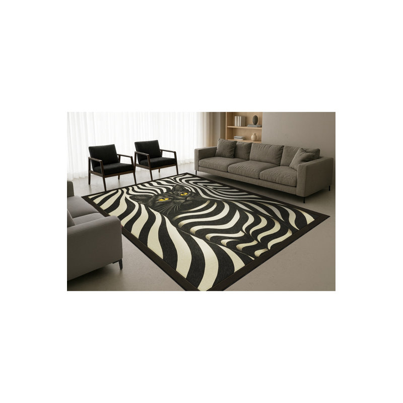 Tapis bleu tissé lavable rétro Mosso, 4'11" x 9'10"