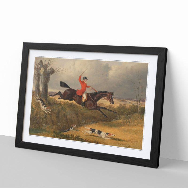 Fox Hunting Vol.2 by John Frederick Herring - Picture Frame Painting, 27cm H x 36cm W x 2cm D, Black Framed