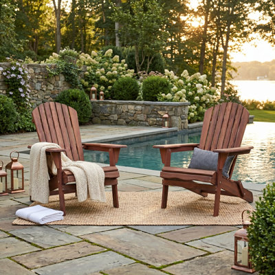 Wooden Outdoor Folding Adirondack Chair Set of 2 Wood Lounge Patio Chair for Garden,Garden, Lawn, Backyard, Deck, Pool Side, Fire Pit,Half Assembled