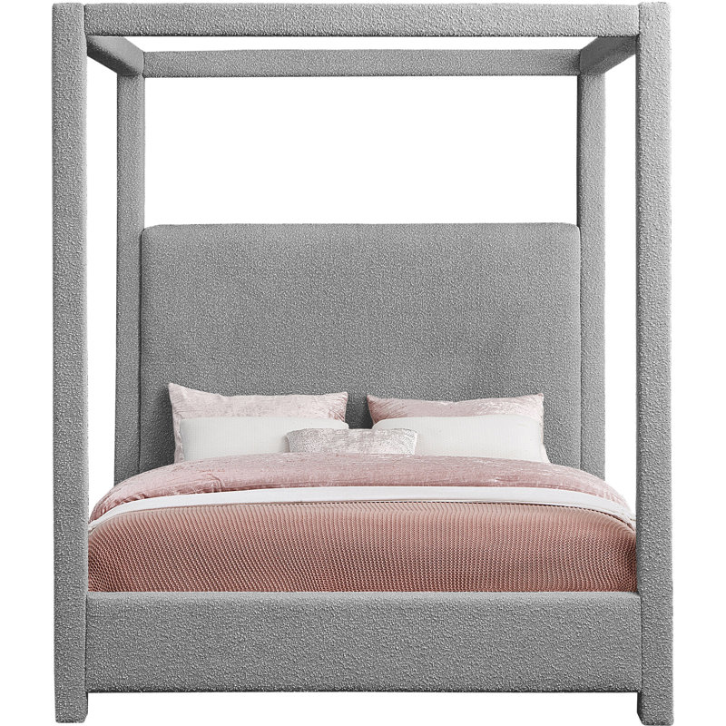 Denn Donnelly Bed, King, Grey Boucle Fabric