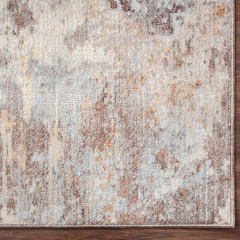 B Abstract Area Rug in Ivory, Rectangle 2' x 3'