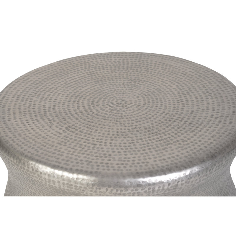 Gary Solid Wood Drum Coffee Table, Silver
