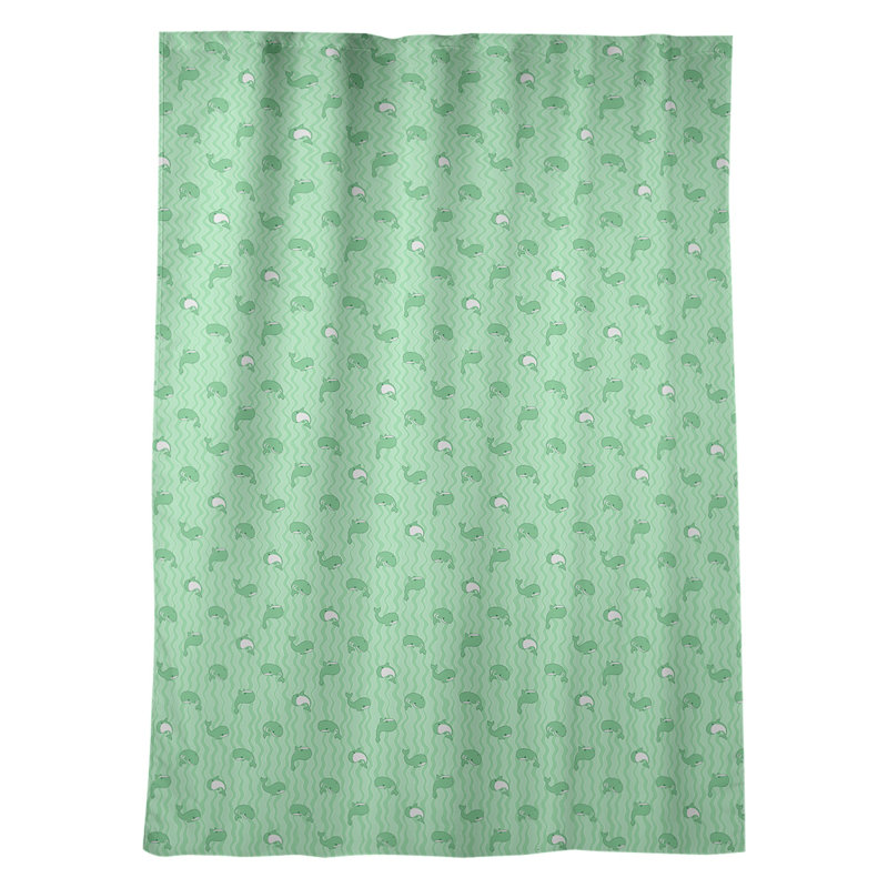 Panneau de rideau simple avec passe-tringle baleines, Vert