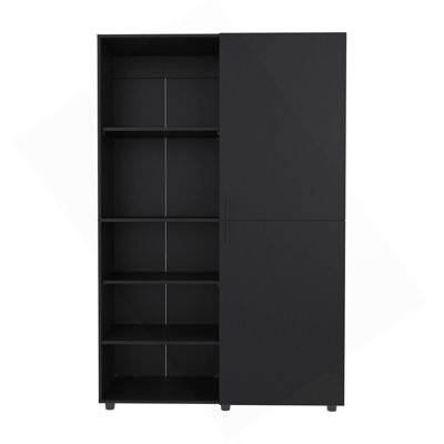 Armoire autoportante à une porte avec barre de suspension et tablettes intérieures Eco High