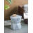 19X19x20 Tapered Blue Garden Capiz Stool, Accent Side Table With Geometric Charm And Functional Design