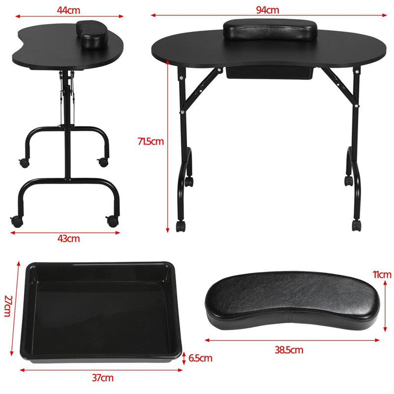 94cm Circular Folding Table, Black