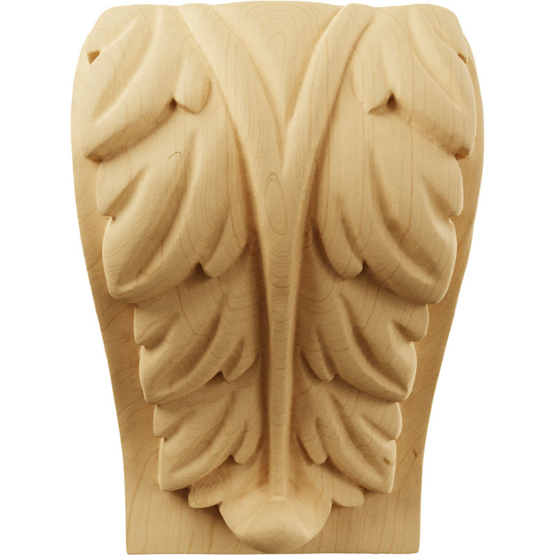 4 1/2"W x 3 3/4"D x 7"H Extra Large Acanthus Leaf Block Corbel, Alder (2-Pack), Alder, 4.5" W x 7" H x 3.75" D