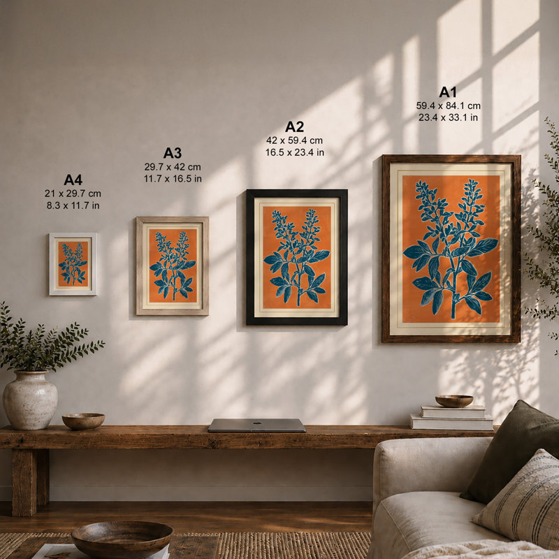 Healing Herb Study Botanical - Framed Print, Walnut, A4 - 29.7 x 21.0 cm