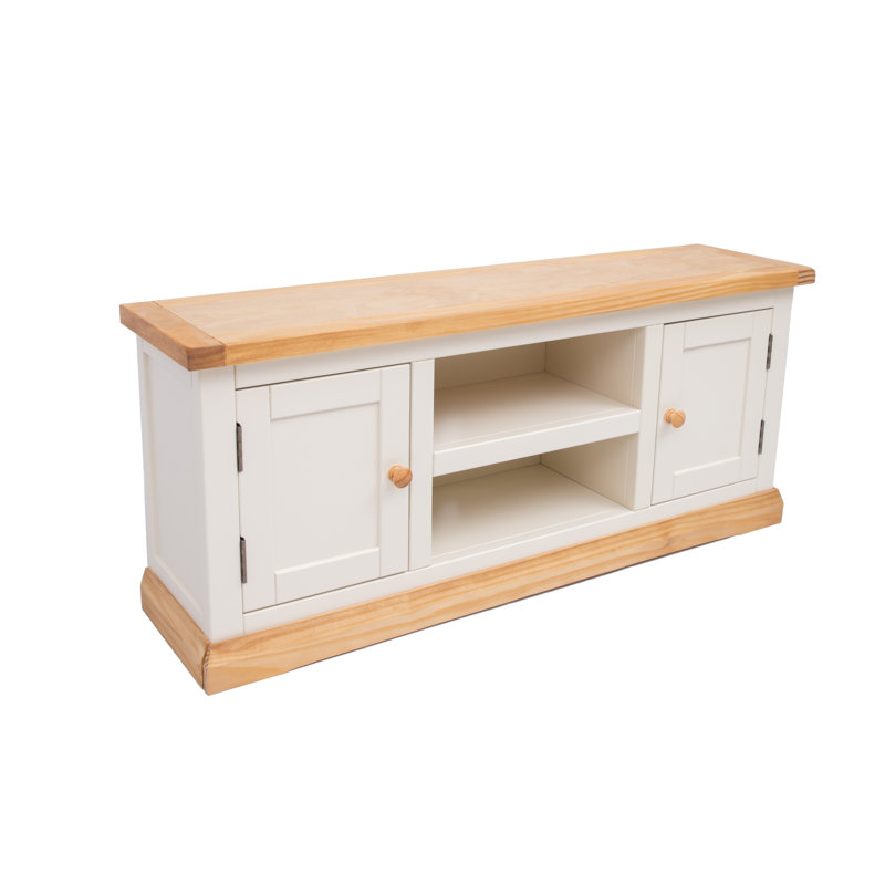 Henslee TV Stand for TVs up to 55", White/Brown/Natural