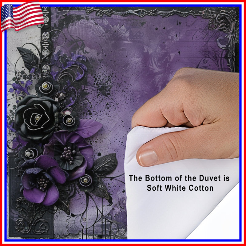 Housse de couette Art Floral Bedding, Housse de couette pour très grand lit, Mauve floral / abstrait