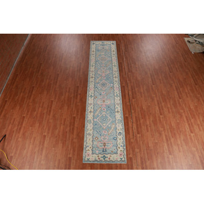 Vegetable Dye Oushak Turkish Runner Rug 3x14