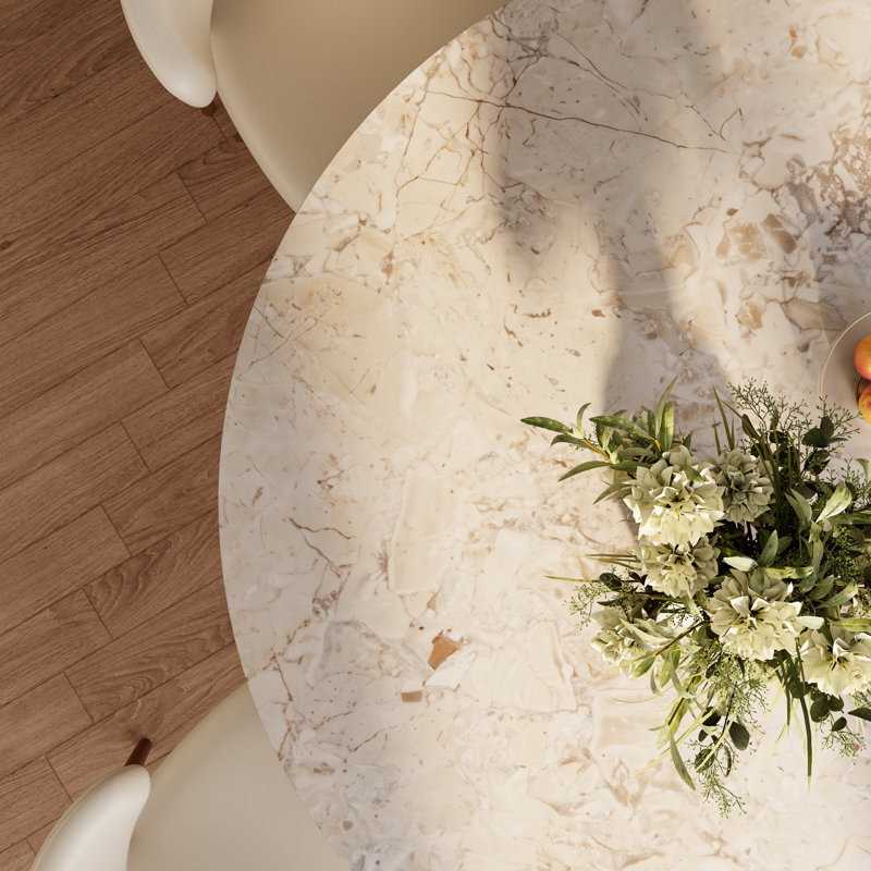 Ensemble de salle à manger 7 pièces Spiro, H 29,52 po x L 59,05 po x l 59,05 po, Cream